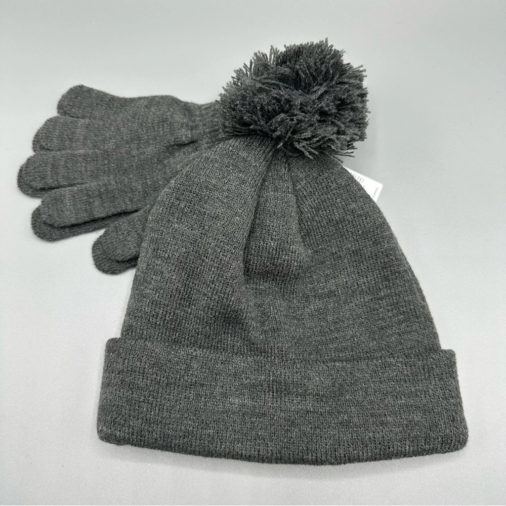 Champion Winter Kid Girls Hat Gloves Set One Size Dark Gray